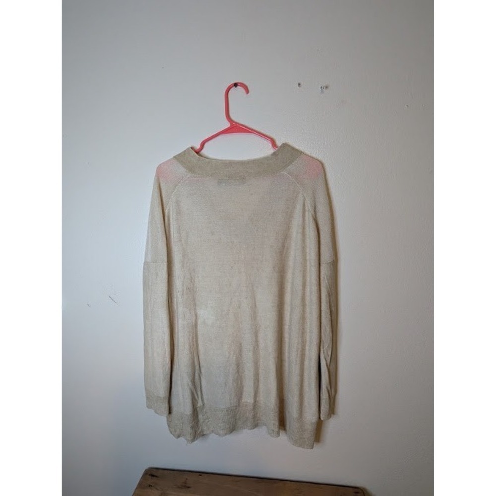Polo Ralph Lauren Women's Beige 100% Linen V-Neck Sweater Size L‎